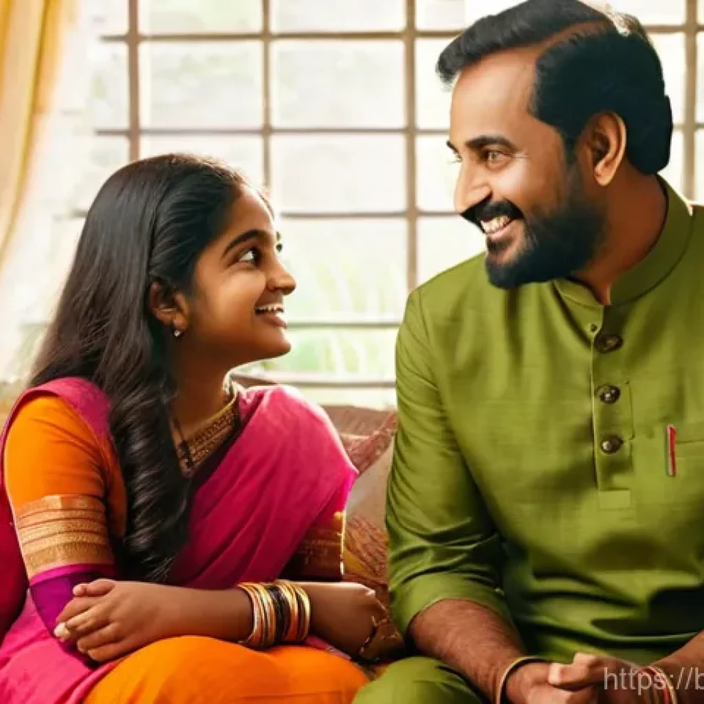 성교육과 교육 정책 - **Prompt:** A warm and inviting scene depicting a Bengali mother and father having an open, comforta...